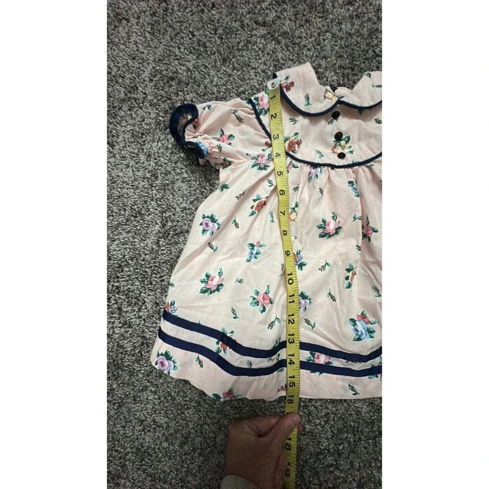 handmade vintage pink floral dress with bloomers 12-18 months